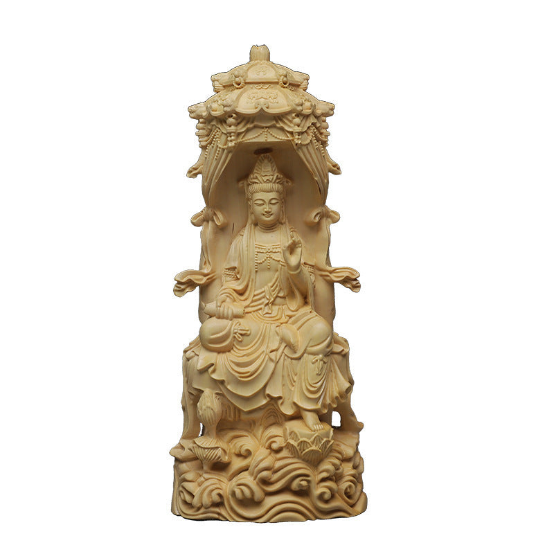 Guanyin Boxwood Pagoda Guanyin Ornaments Buddhist Writing Handicrafts