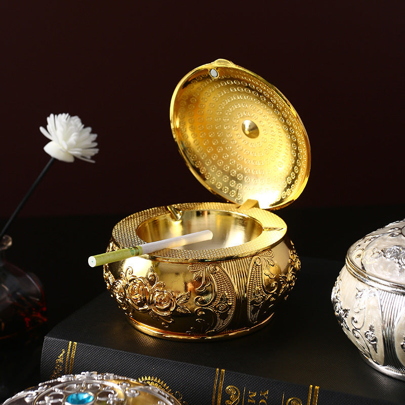 Enamel Color Home Decoration Chinese Style Windproof Ashtray