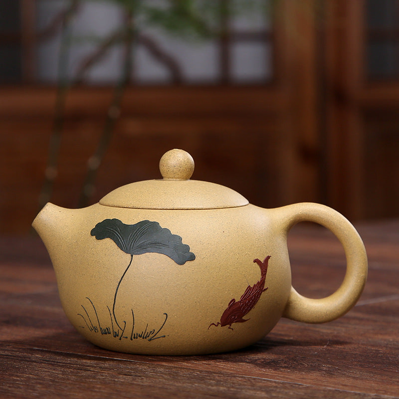 Hand-painted clay hole teapot