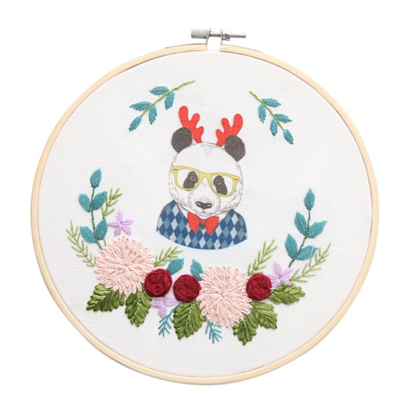 Cartoon animal hand embroidery