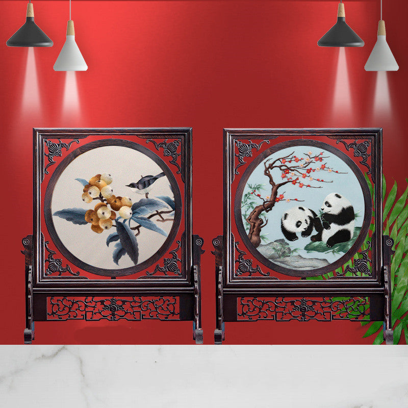 Double-sided Embroidery Table Screen Chinese Handicraft Desktop Ornaments