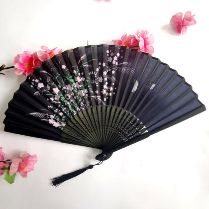 Chinese Style Portable Folding Bamboo And Silk Folding Fan