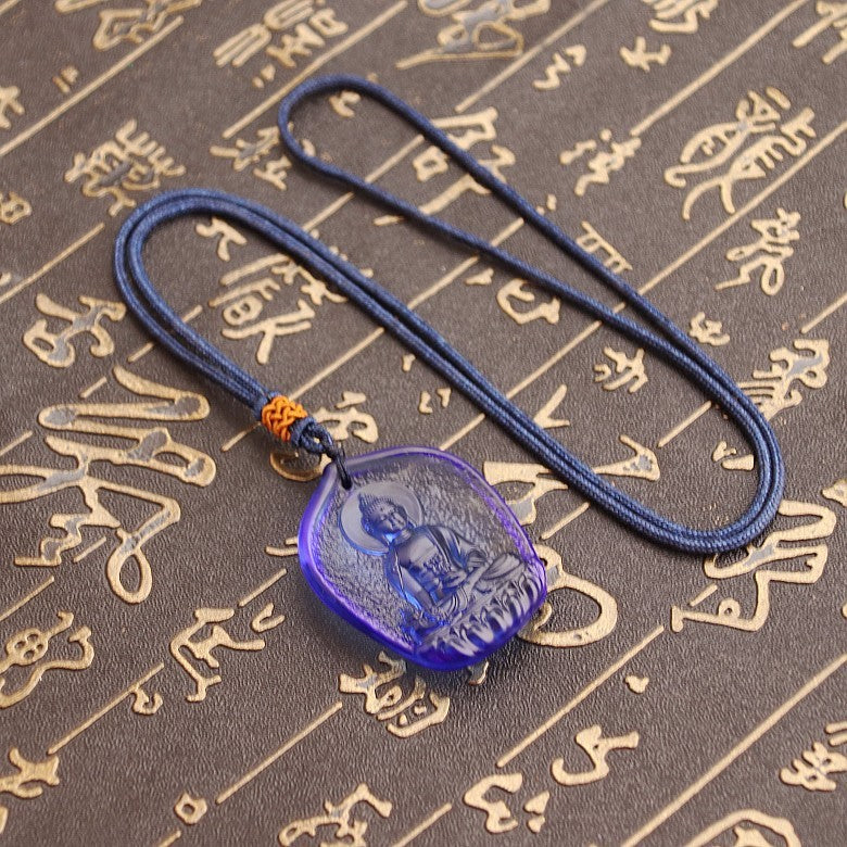 Ancient French Glaze Crystal Pendant Temple Binding Supplies With Protective Talisman Necklace