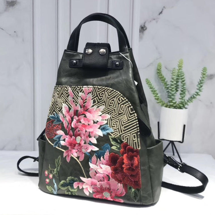 Embroidery Collocation Cheongsam Portable Messenger Backpack