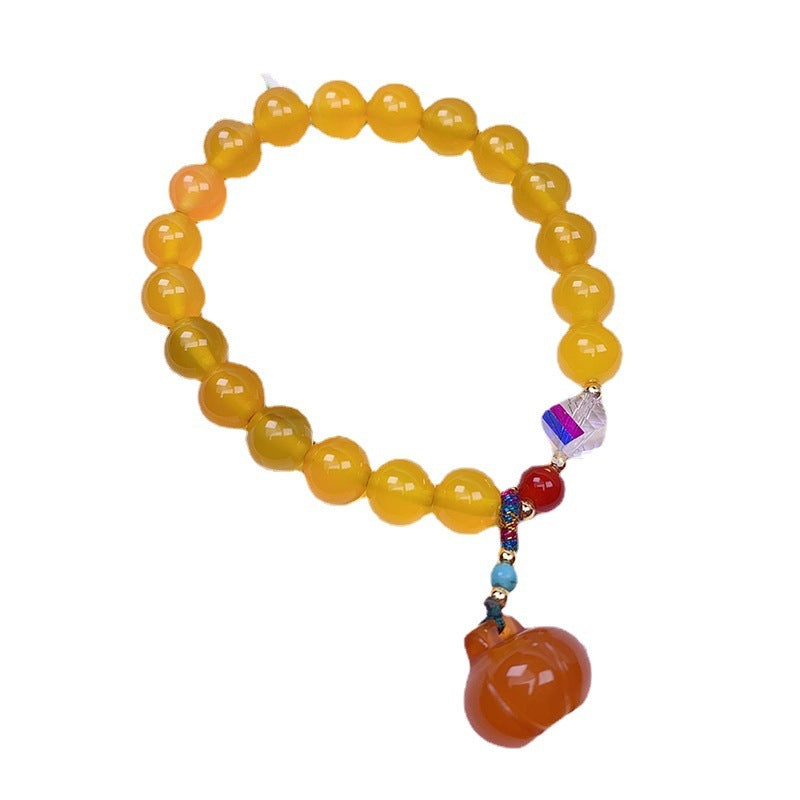 Chinese Style Natural Yellow Agate Bracelet Girl