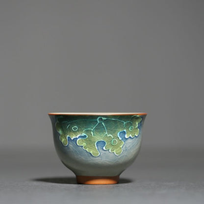 Hand Painted Ice Crack Tea Cup Chinese Underglaze Porcelain Tea Cup