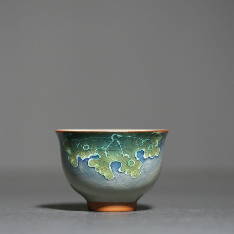 Hand Painted Ice Crack Tea Cup Chinese Underglaze Porcelain Tea Cup