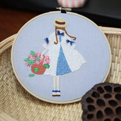 Diy Cross  Thread Embroidery Bouquet Dance Girl Hanging Picture