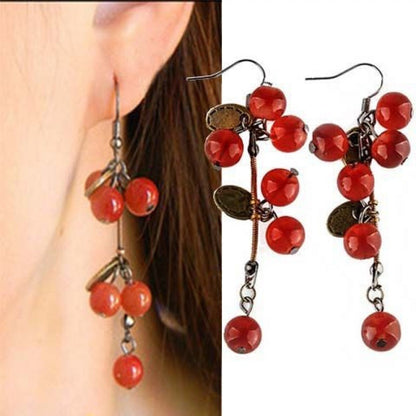 Small cherry pendant earrings earrings