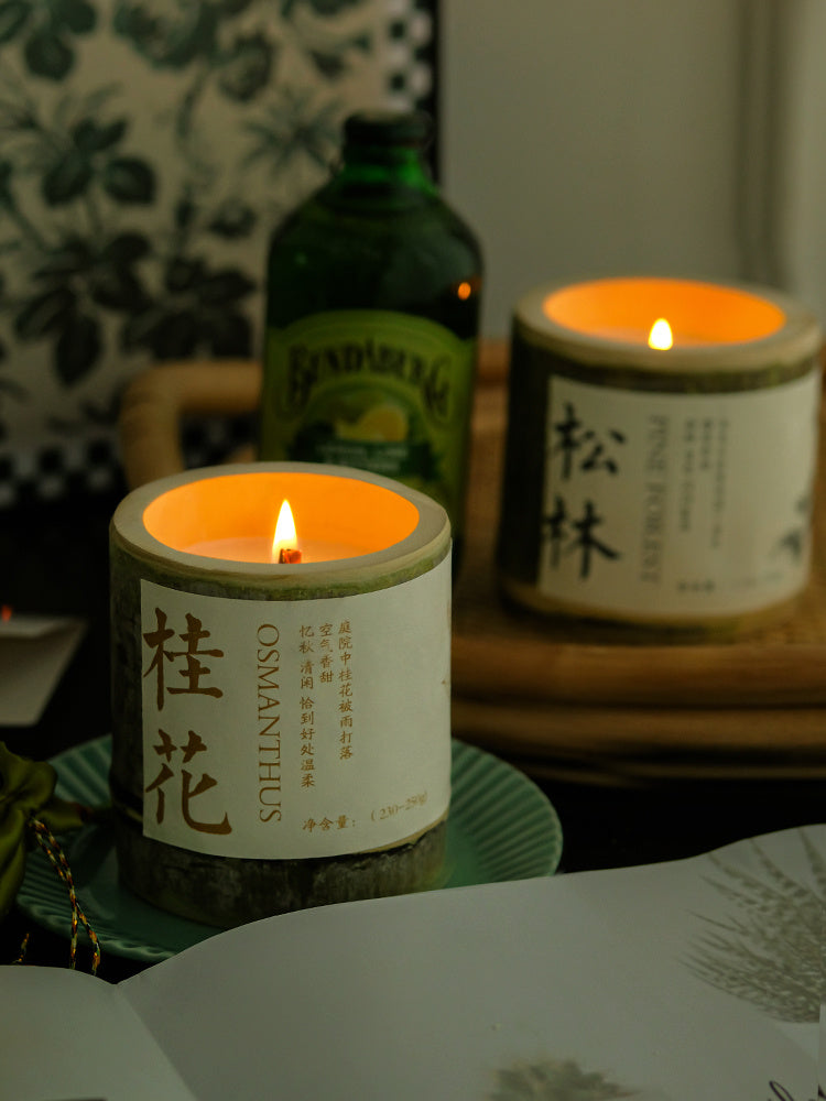 Aromatherapy Candle Gift Box Bamboo Birthday Gift Niche Osmanthus Fragrance Lasting Indoors