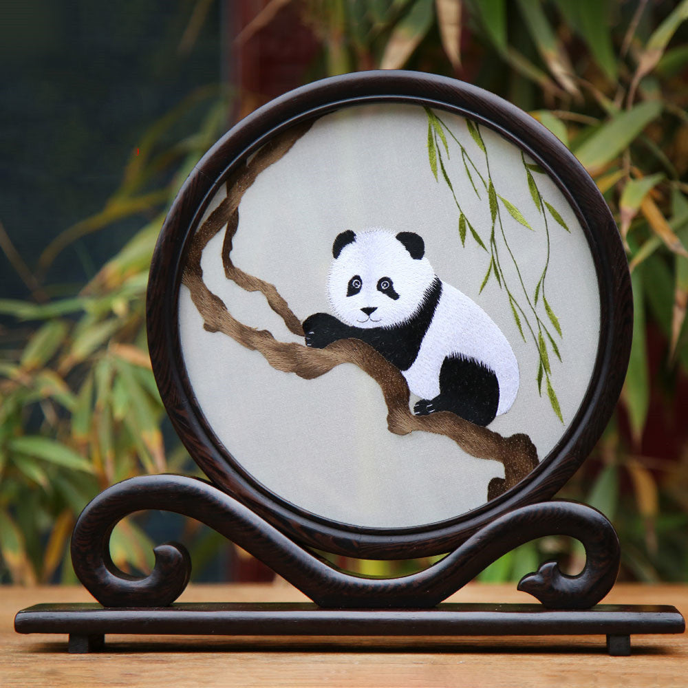 Chinese Shu Embroidery Hand-embroidered Panda Ornaments Folk Custom Souvenirs