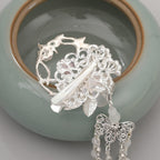 Fringed jade flower pearl hairpin Hanfu hair accessory