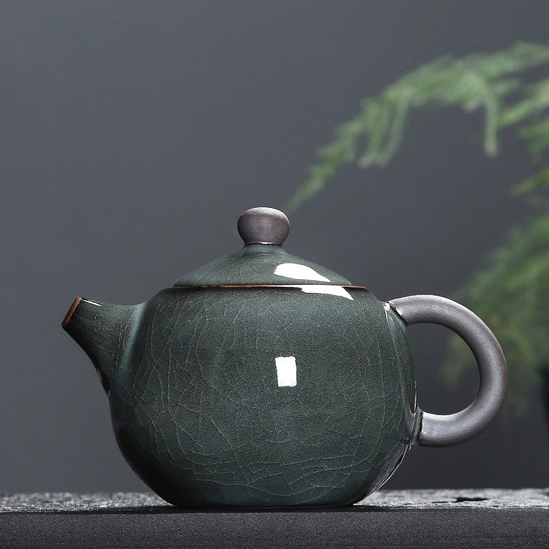 Ceramic Teapot Glossy Ice Cracked Handmade Brewing Teapot