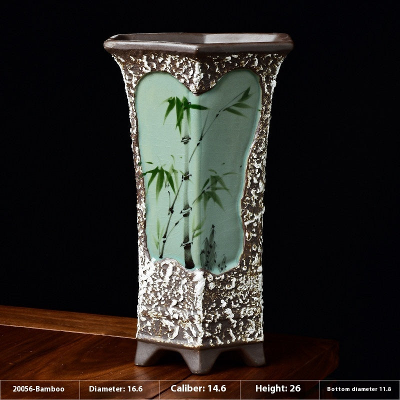 Chinese Style Retro Hand-painted Orchid Flower Pot Ceramic