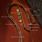Handmade Braided Pendant Rope Five Gods of Wealth Necklace Rope Tibet Beads