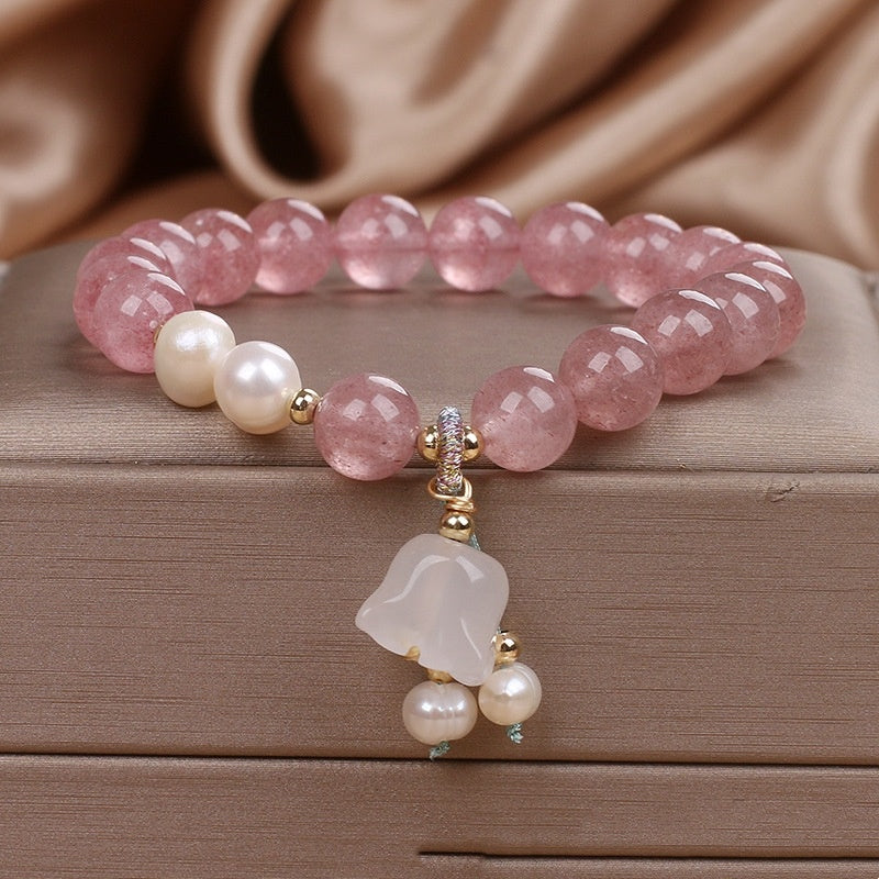 Natural Strawberry Quartz Crystal Bracelet Female New Chinese Style