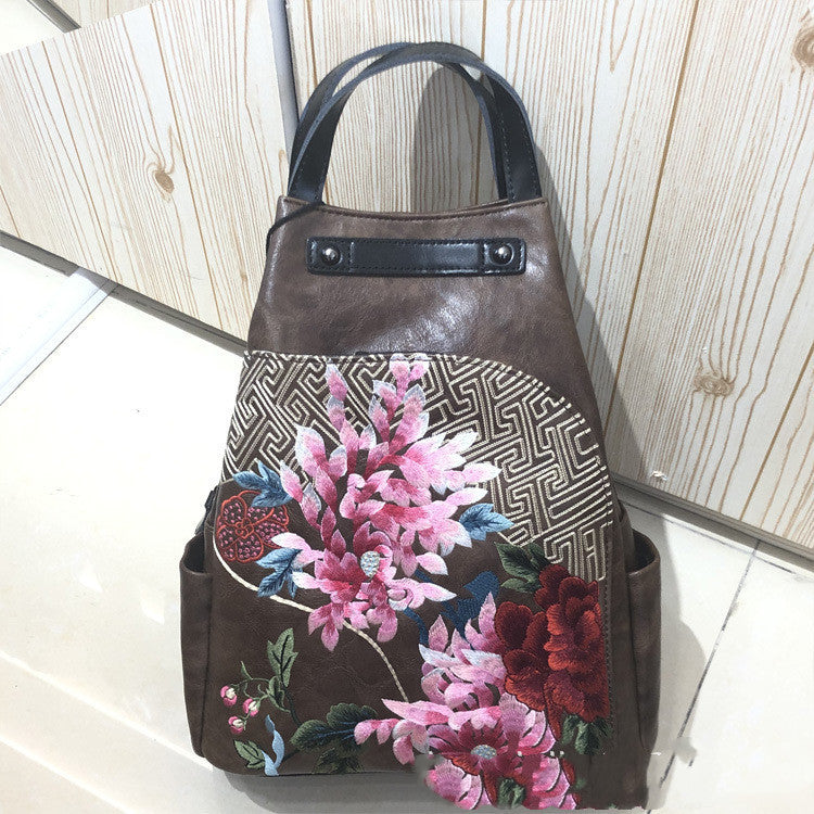 Embroidery Collocation Cheongsam Portable Messenger Backpack