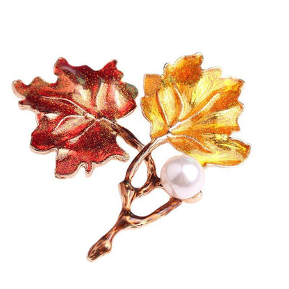 Oil painting maple leaf brooch