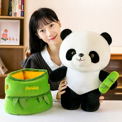 Bamboo Pipe Panda Plush Toy Doll Ornament