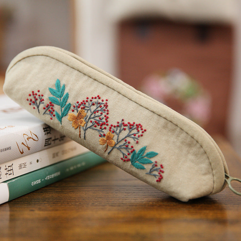 Retro Lu Embroidery Makeup Hand Embroidery Diy Pencil Case