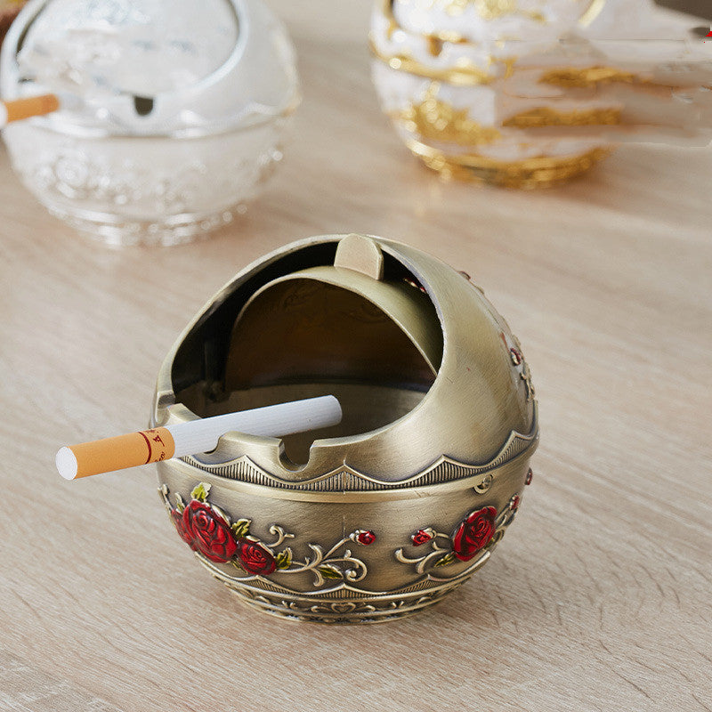 Creative Zinc Alloy Spherical Ashtray With Lid