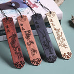 Four Gentlemen with Chinese Painting Solid Wood Engraving Bookmark