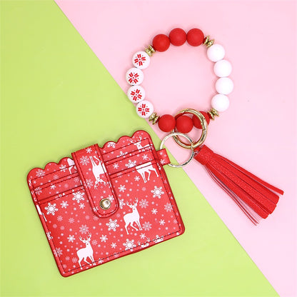 Christmas Card Holder Silicone Wrist Bracelet Keychain