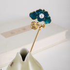 Burning blue Hanfu hairpin with flower design
