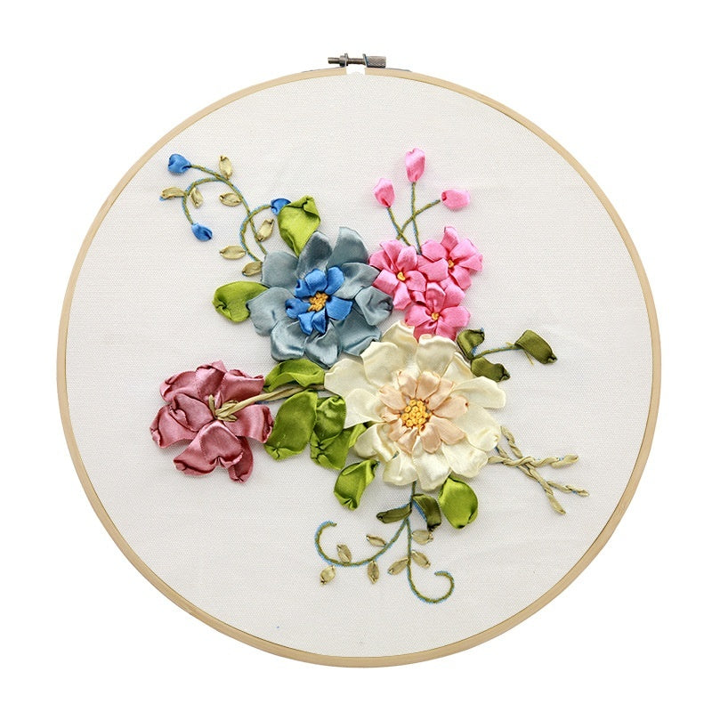 Embroidery Diy Pure Handmade Self-embroidery 3D Stereoscopic Flower Embroidery