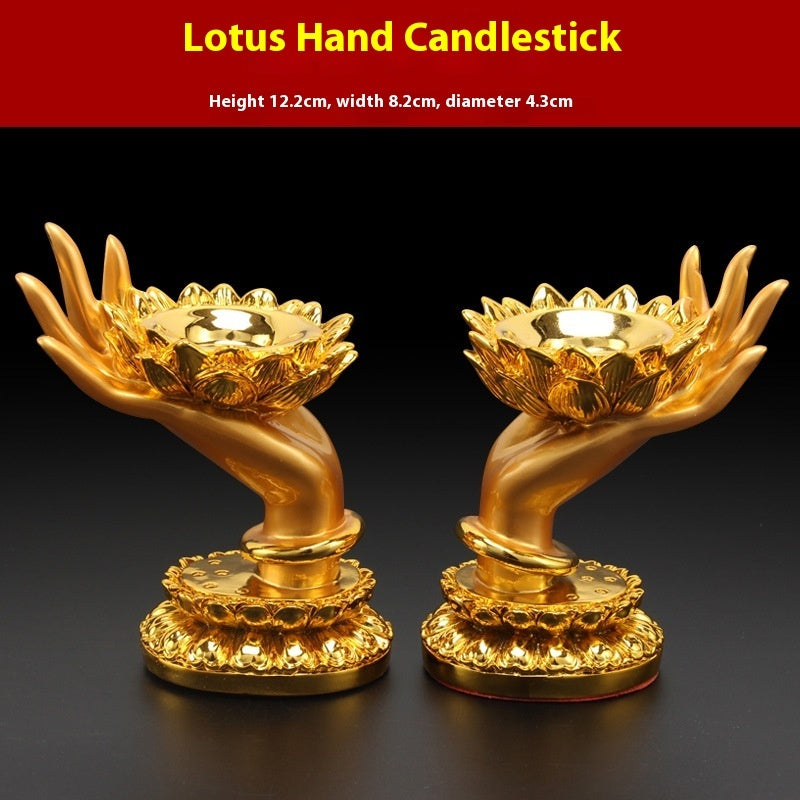 Resin Classical Ornaments Fairy Elephant Buddha Worship Candlestick