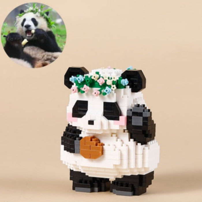 Giant Panda Flower Fruit Lai Menglan Microparticle Building Block Toy