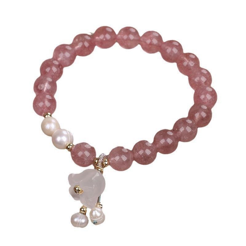 Natural Strawberry Quartz Crystal Bracelet Female New Chinese Style