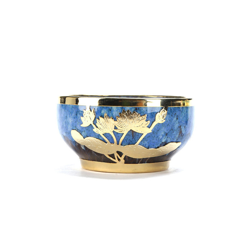 Golden Inlaid Jade Teacup Kiln Changed Hand-drawn Household Kung Fu Tea