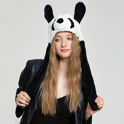 Cute Animal Ear Hat Cute Panda Dog Frog Puppy Plush Hat Halloween Role Playing Party Earmuffs Hat Female