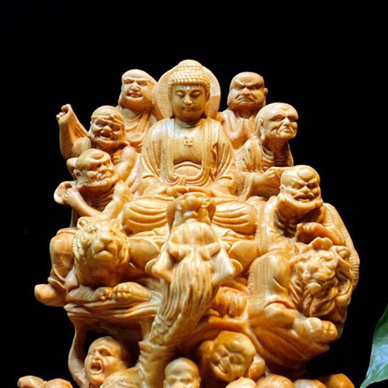 Thuja Wood Carving 18 Eighteen Arhat Buddha Statues