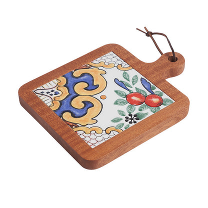 Solid Wood Vintage Tile Placemat Heat Proof Creative Anti-scald Casserole Mat Large Pot Coaster