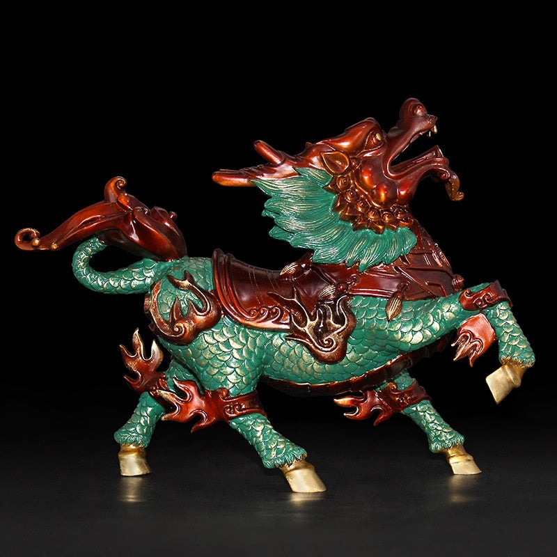 Factory Wholesale Copper Color Style Fire Kirin Ornaments A Pair Of Male And Female Crafts Home Furnishings