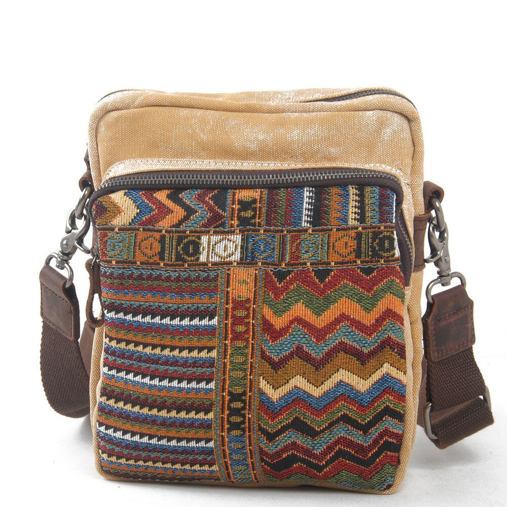 Women's canvas shoulder bag ethnic style