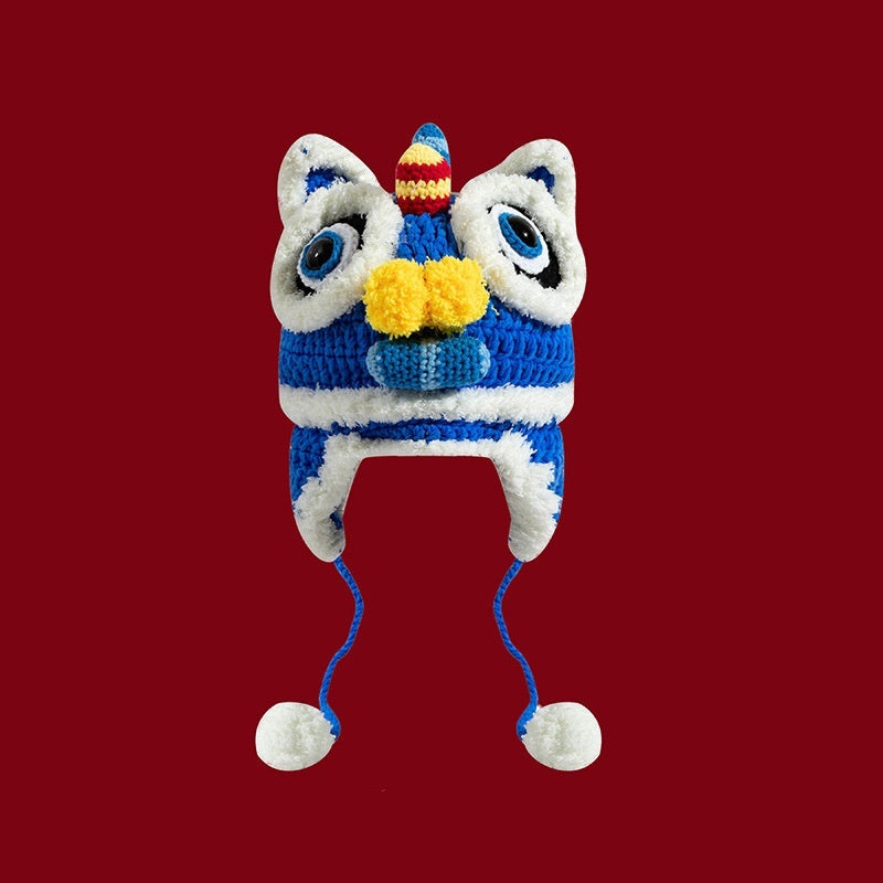 Chinese knitted tiger head hat for the Year of the Dragon