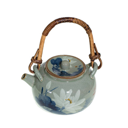 Blue And White Lotus Underglaze Hand Painted Teapot