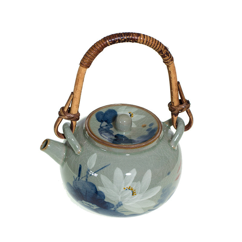 Blue And White Lotus Underglaze Hand Painted Teapot