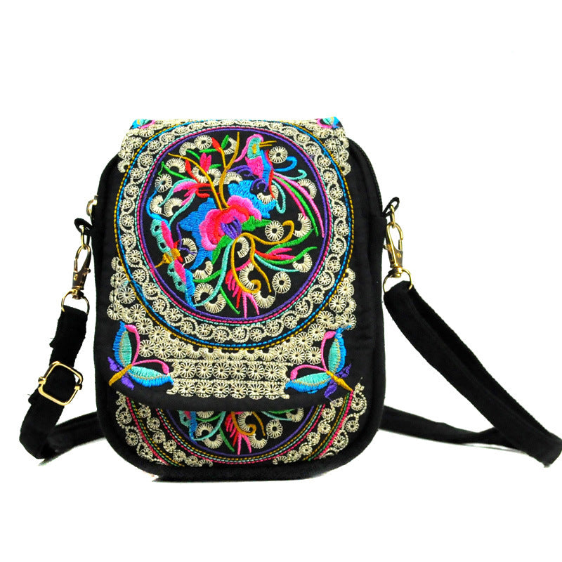 Ethnic Style Flip Embroidered Phone Bag Featured Embroidery Bag