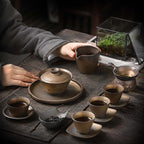 Ceramic antique gaiwan Kung Fu tea set with lid and bowl