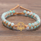 Bracelet Hand Woven Double Layer Natural Stone Bracelet Yoga Om Lotus