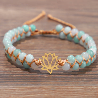 Bracelet Hand Woven Double Layer Natural Stone Bracelet Yoga Om Lotus