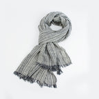 Cotton And Linen Scarf Chinese Literary Style Striped Fringed Drape