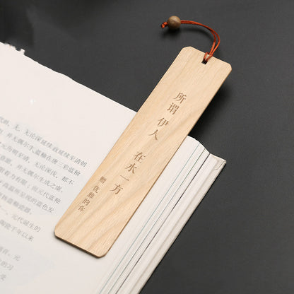 Retro Mahogany Hibiscus Bookmark Set Wooden Tassel Classical Chinese Style