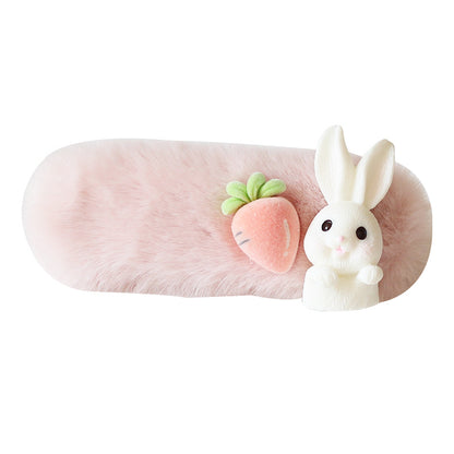 Plush Rabbit Hairpin Side Bang Clip