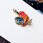 Color Big Rooster Inlaid Rhinestone Necklace Pendant Bag Buckle Keychain