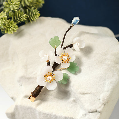 New Hairpin Side Hair Decoration Jade Flowers